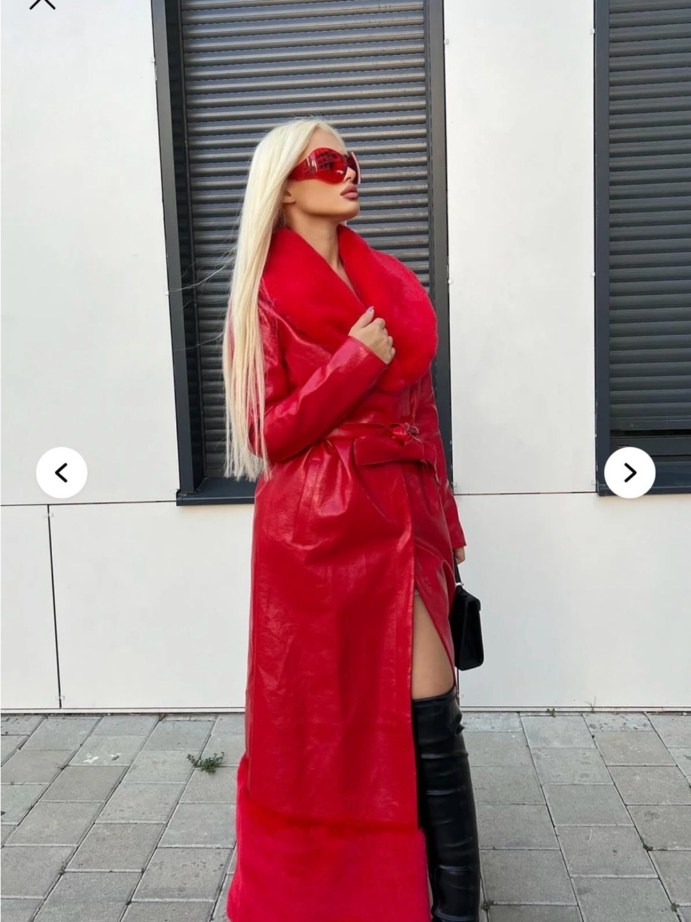 Fashion Nova / Power Trip Faux Leather Trench / 2X / Red